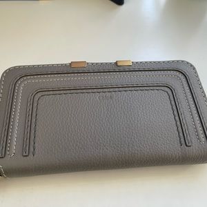 Cashmere Grey Chole Marcie Long Zip-Round Leather Wallet